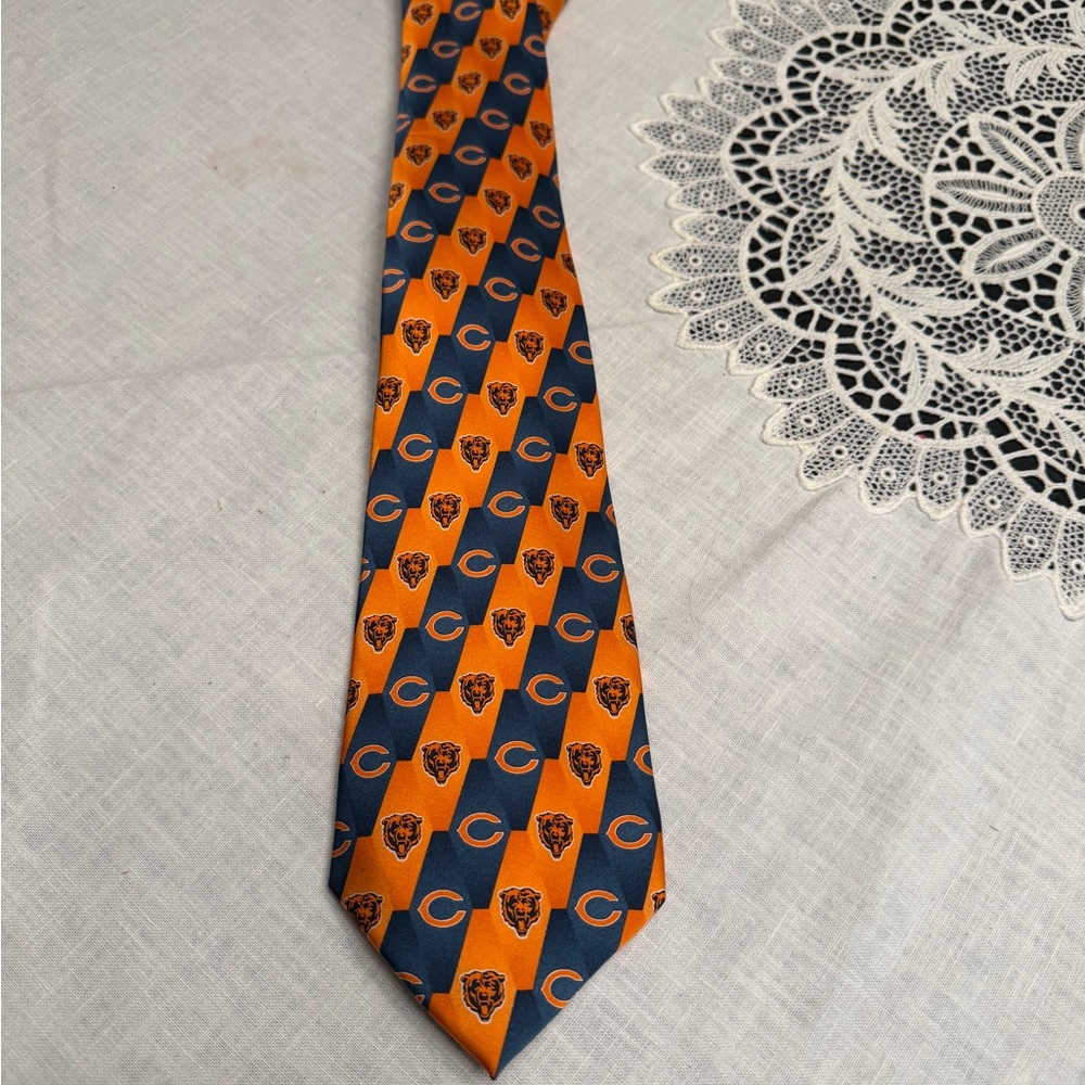 NFL Bears Orange and Navy Tie